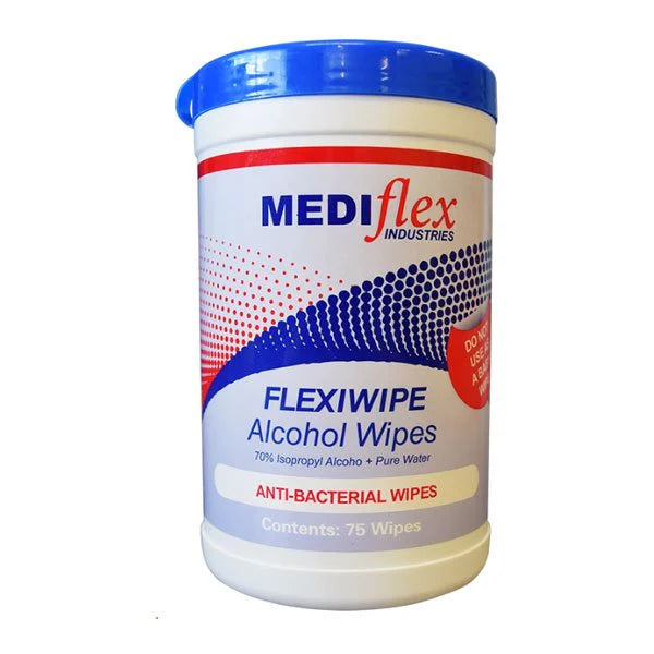 Mediflex Alcohol Antibacterial Wipes Tub, 75 Wipes