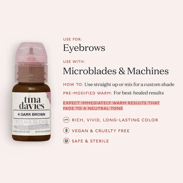 Perma Blend PMU Pigment Tina Davies Collection Dark Brown —— 0.5oz