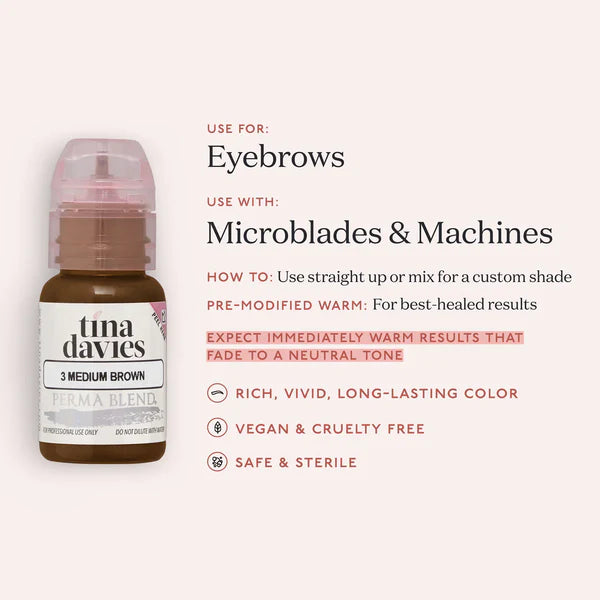 Tina Davies I Love Ink PMU Pigment Medium Brown  —— 0.5oz