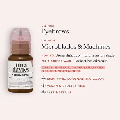 Tina Davies I Love Ink PMU Pigment Medium Brown  —— 0.5oz