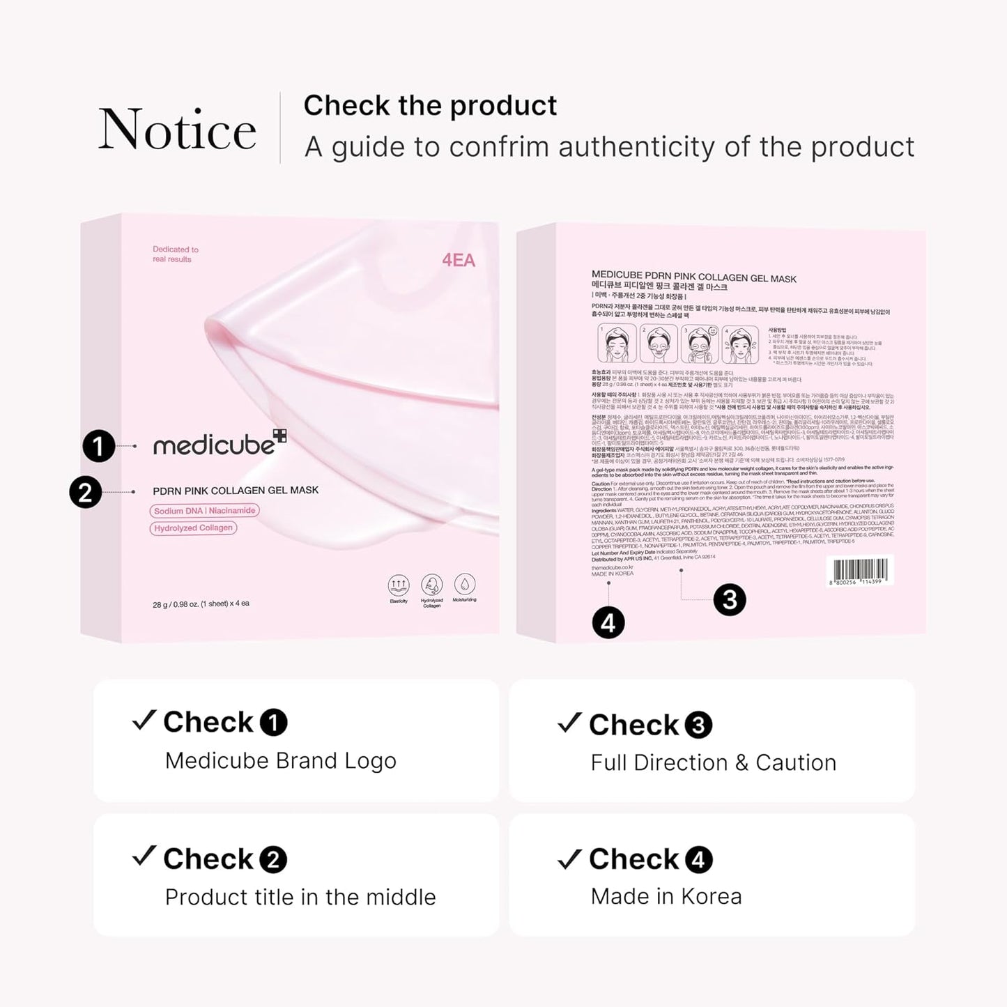 Medicube PDRN Pink Collagen Gel Mask 28g - 4pcs