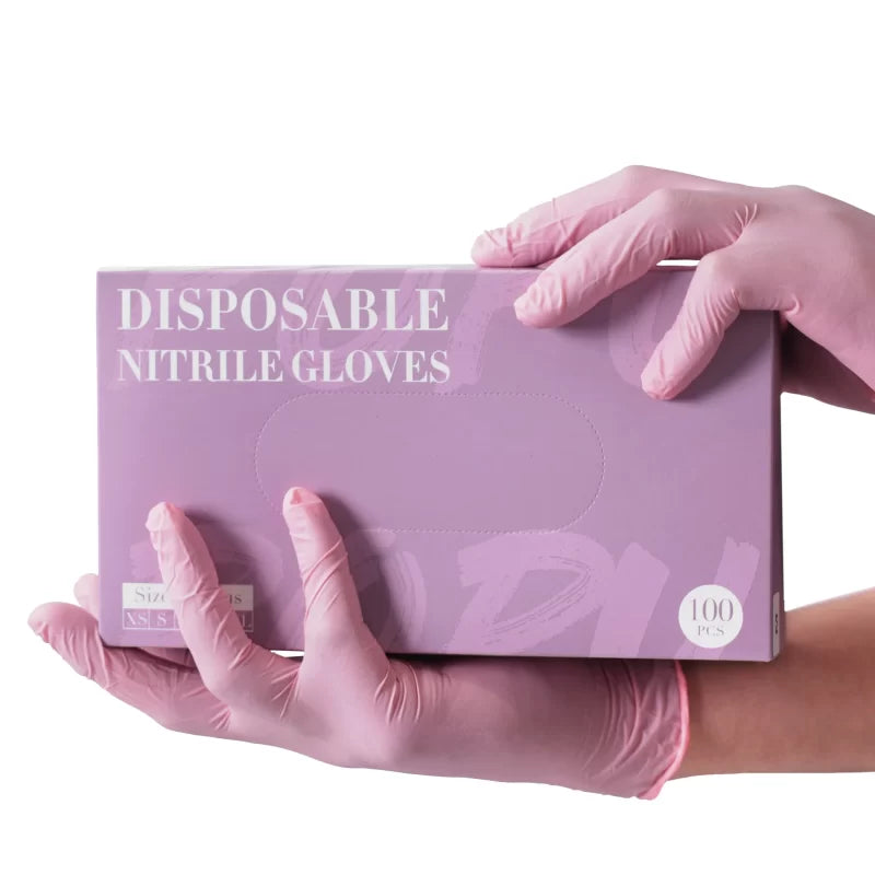 Popu Permanent Make Up Pink Nitrile Gloves