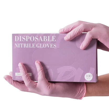 Popu Permanent Make Up Pink Nitrile Gloves