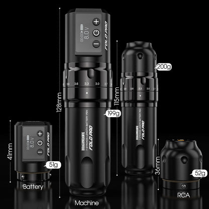 Dragonhawk Wireless Tattoo Pen Machine with 7 Stroke Length With 2 Batteries | Fold Pro